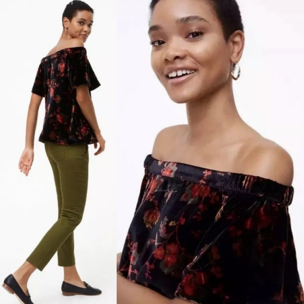 FINAL SALE🎉LOFT | Floral Velvet Off The Shoulder